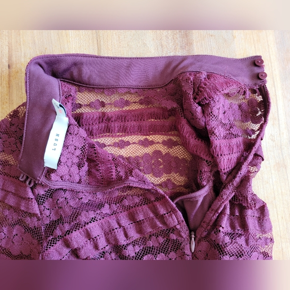 Reece Burgundy Lace Long Sleeve Bodycon Dress, XS - Picture 6 of 10
